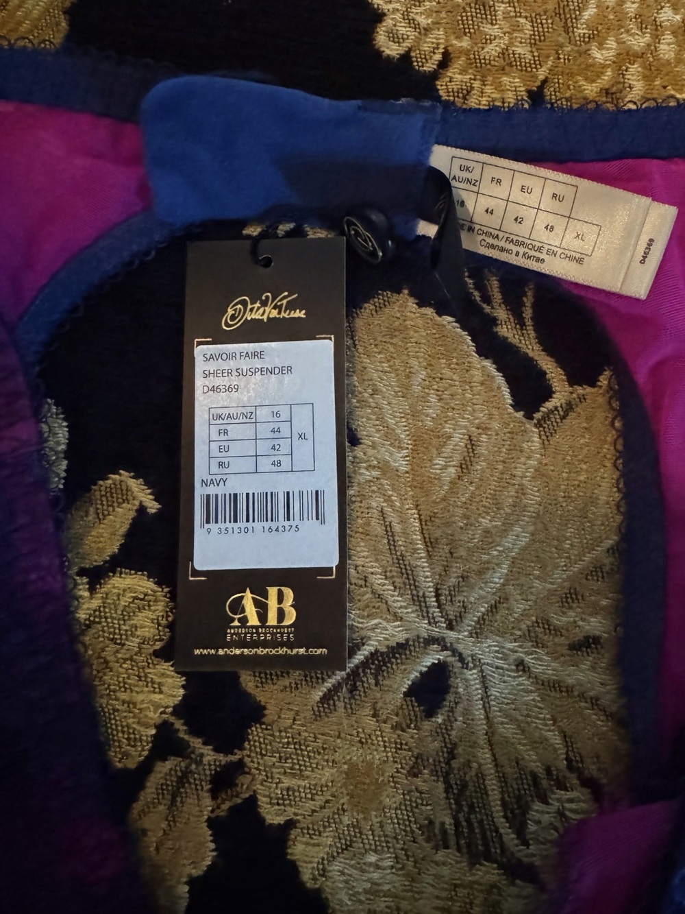 Dita Von Teese Purple and Navy Blue lace garter belt, NWT - Picture 2 of 2